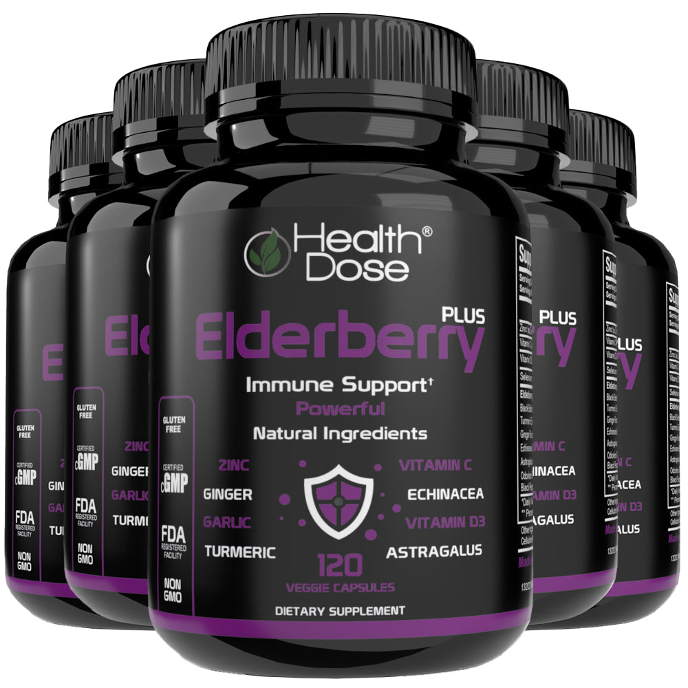 HealthDose Elderberry Plus With Vitamin C, Turmeric, Zinc & More 120 Capsules