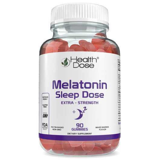 HealthDose Melatonin 6 mg Extra Strength Gummy, for Restful Sleep Supplements for Adult Mixed Berries Flavor 90 Gummies.