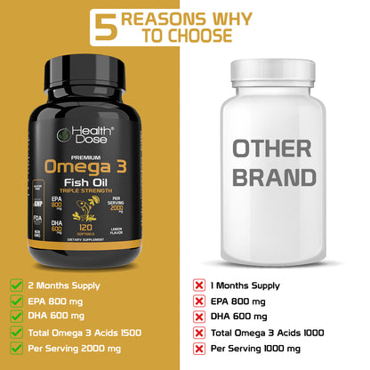 HealthDose Premium Omega 3 Fish Oil x 120 Softgels + Elderberry Plus. 120 Capsules