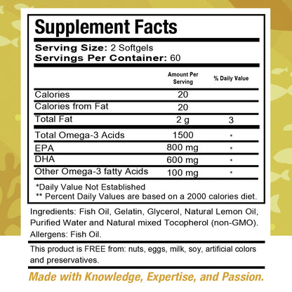 HealthDose Premium Omega 3 Fish Oil x 120 Softgels + Vitamin D3-K2. 180 Liquid Softgels