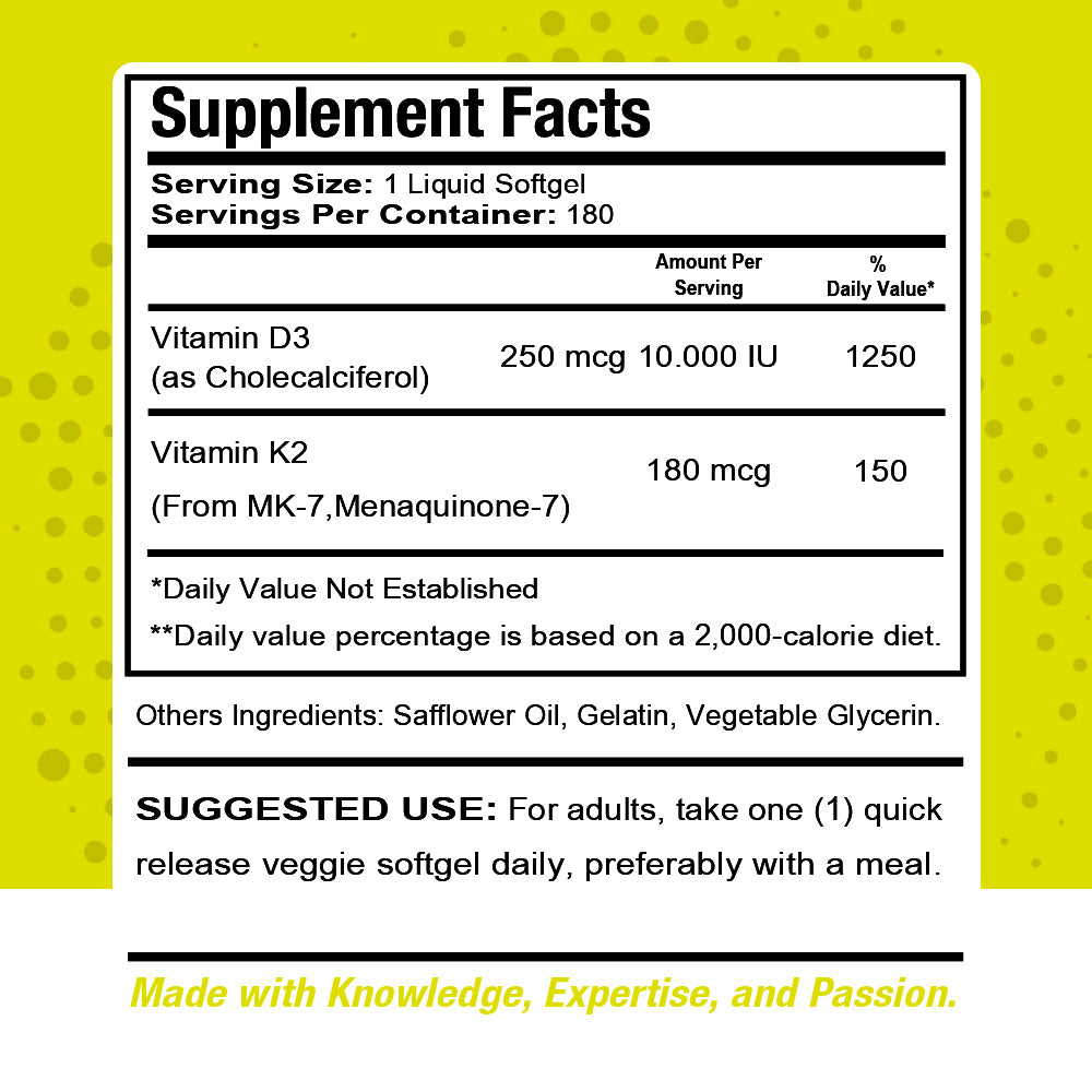 HealthDose Premium Omega 3 Fish Oil x 120 Softgels + Vitamin D3-K2. 180 Liquid Softgels
