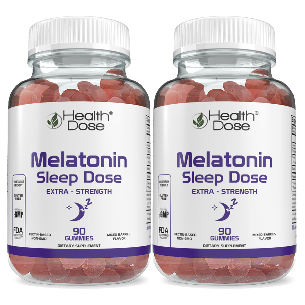 HealthDose Melatonin 6 mg Extra Strength Gummy, for Restful Sleep Supplements for Adult Mixed Berries Flavor 90 Gummies.