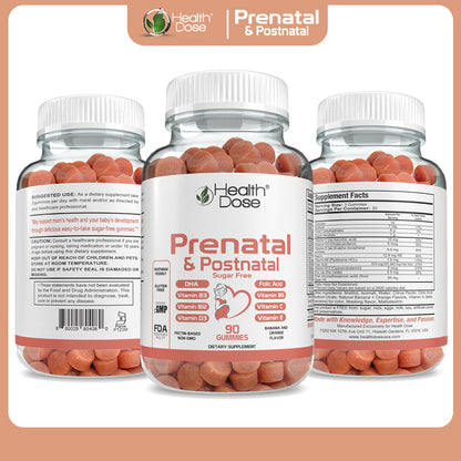 Prenatal & Postnatal Vitamins. 90 Count Gummies.