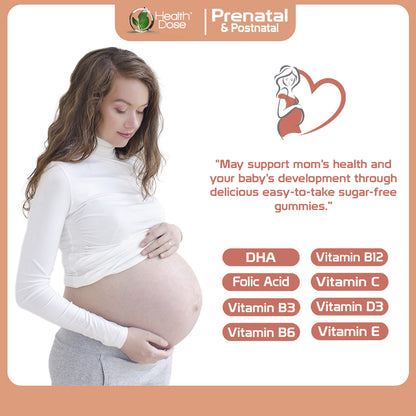 Prenatal & Postnatal Vitamins. 90 Count Gummies.