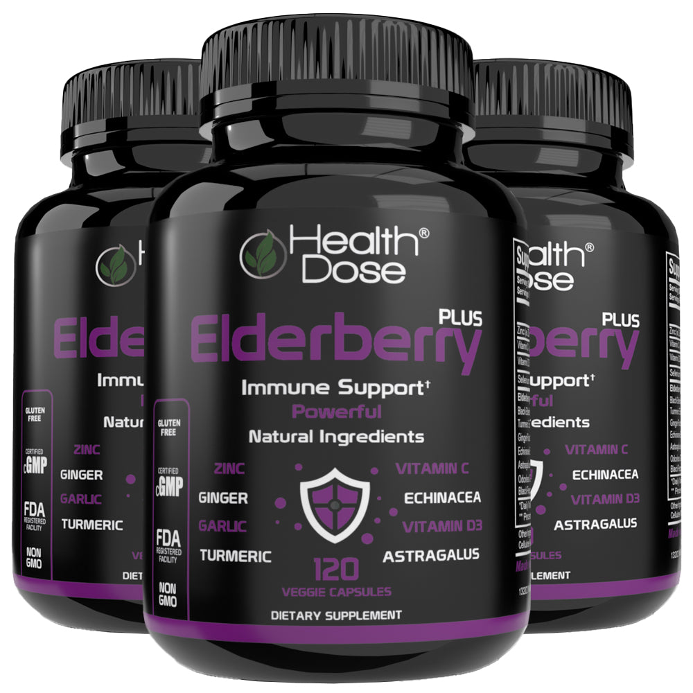 HealthDose Elderberry Plus With Vitamin C, Turmeric, Zinc & More 120 Capsules
