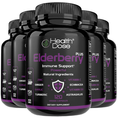 HealthDose Elderberry Plus With Vitamin C, Turmeric, Zinc & More 120 Capsules