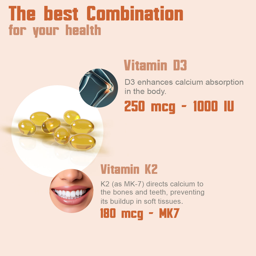 HealthDose Vitamin D3 + K2. 2 in 1 Formula. 180 Liquid Softgels