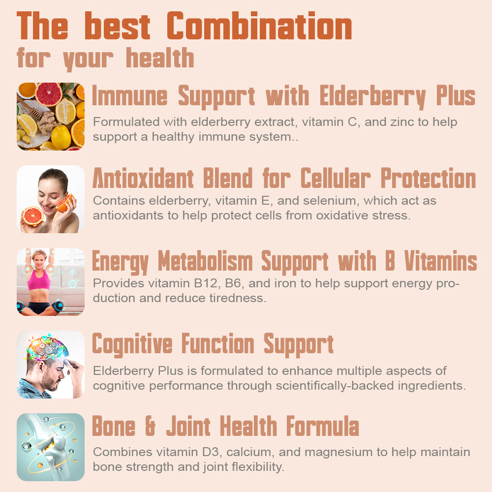 HealthDose Elderberry Plus With Vitamin C, Turmeric, Zinc & More 120 Capsules