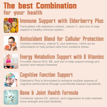 HealthDose Elderberry Plus With Vitamin C, Turmeric, Zinc & More 120 Capsules