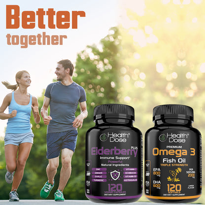 HealthDose Elderberry Plus With Vitamin C, Turmeric, Zinc & More 120 Capsules
