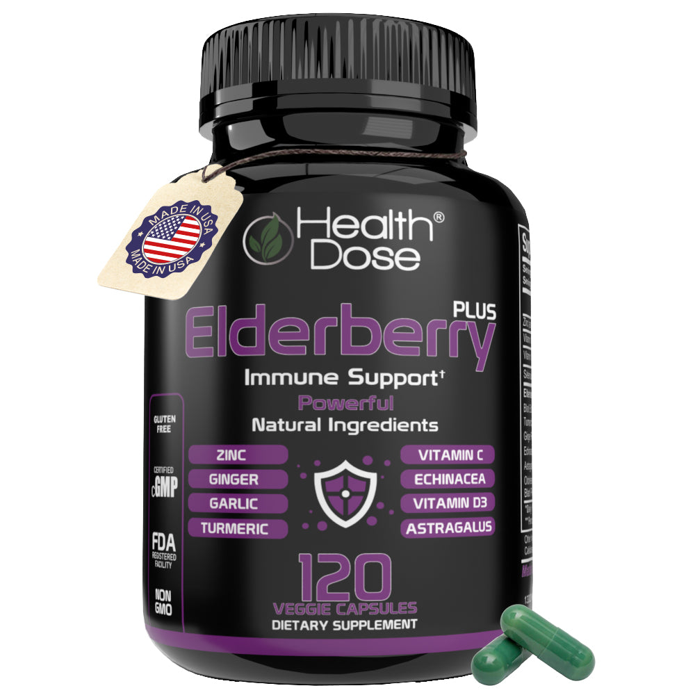 HealthDose Elderberry Plus With Vitamin C, Turmeric, Zinc & More 120 Capsules