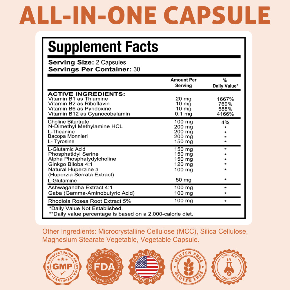 Brain Dose Premium Nootropics. 60-Count
