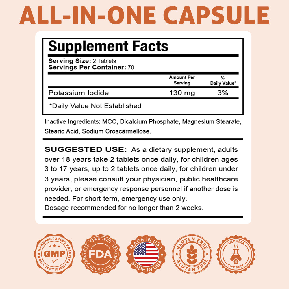 Potassium Iodide. 140 Tablets