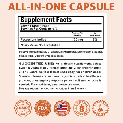 Potassium Iodide. 140 Tablets