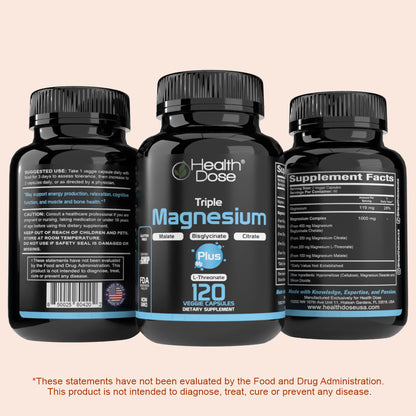 HealthDose Triple Magnesium + L-threonate.120 Capsules