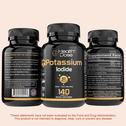 HealthDose Potassium Iodide KI Pills 130mg 140 Tablets
