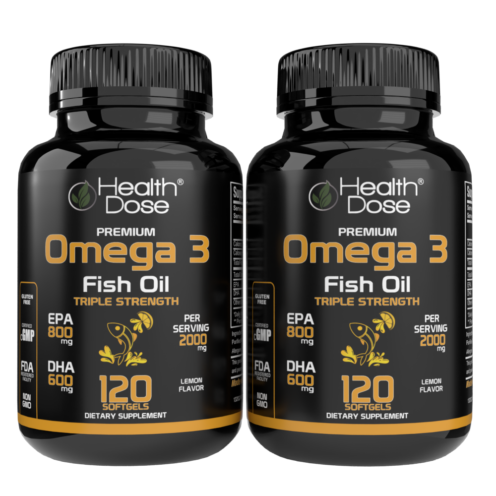 Premium Omega 3 Fish Oil Triple Strength. 120 Softgels